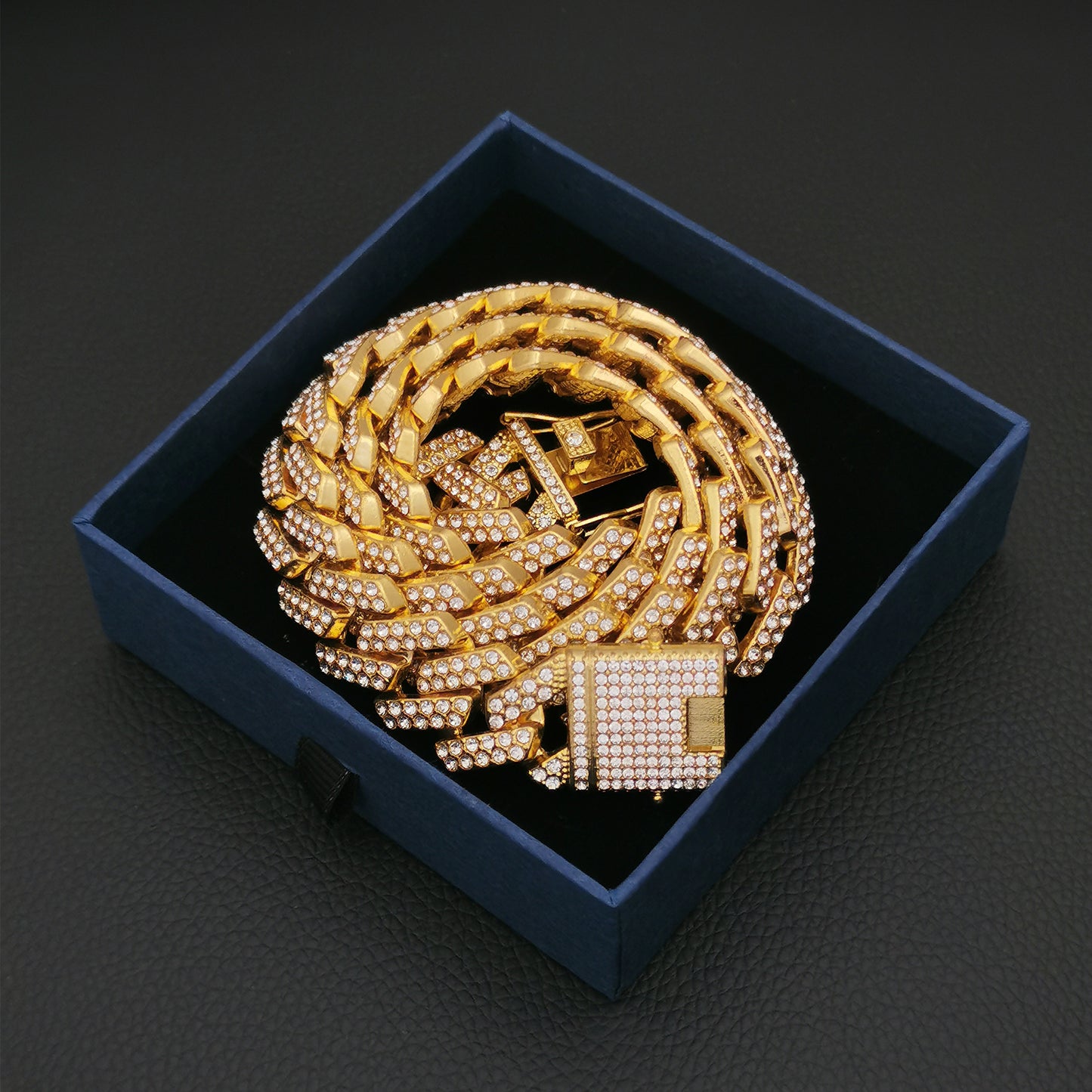 Cuban Link Chain for Men, ICEDATA Hip Hop Link 20MM Cuban Chain Zinc Alloy AAA+ Rhinestone Necklace