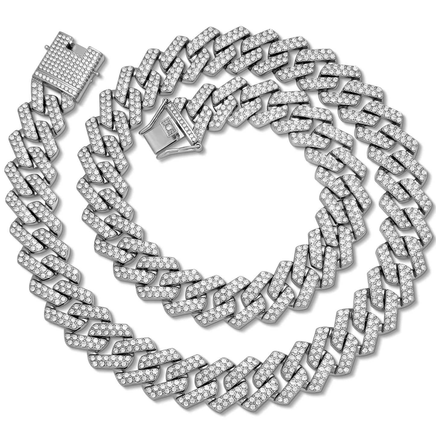Cuban Link Chain for Men, ICEDATA Hip Hop Link 20MM Cuban Chain Zinc Alloy AAA+ Rhinestone Necklace