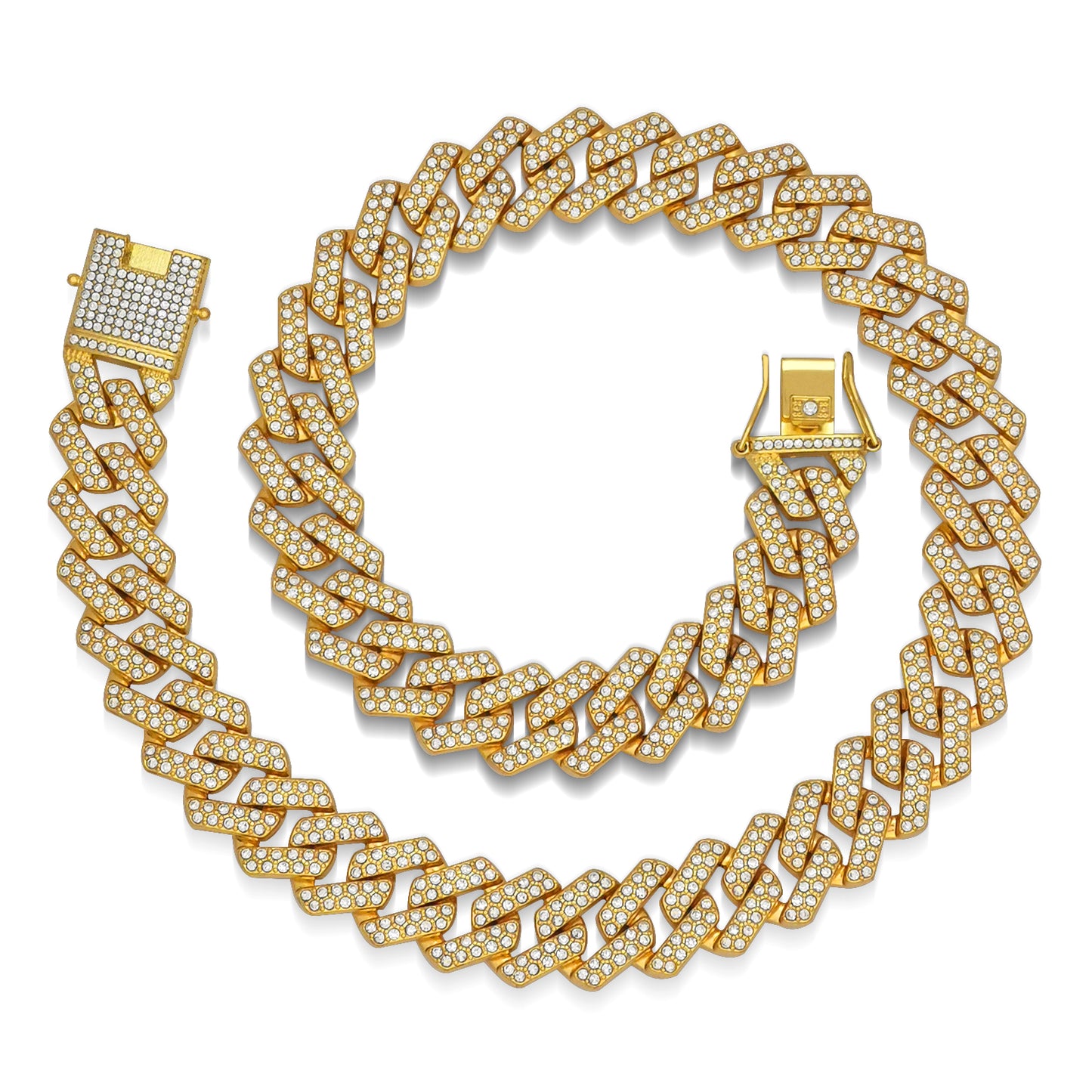 Cuban Link Chain for Men, ICEDATA Hip Hop Link 20MM Cuban Chain Zinc Alloy AAA+ Rhinestone Necklace