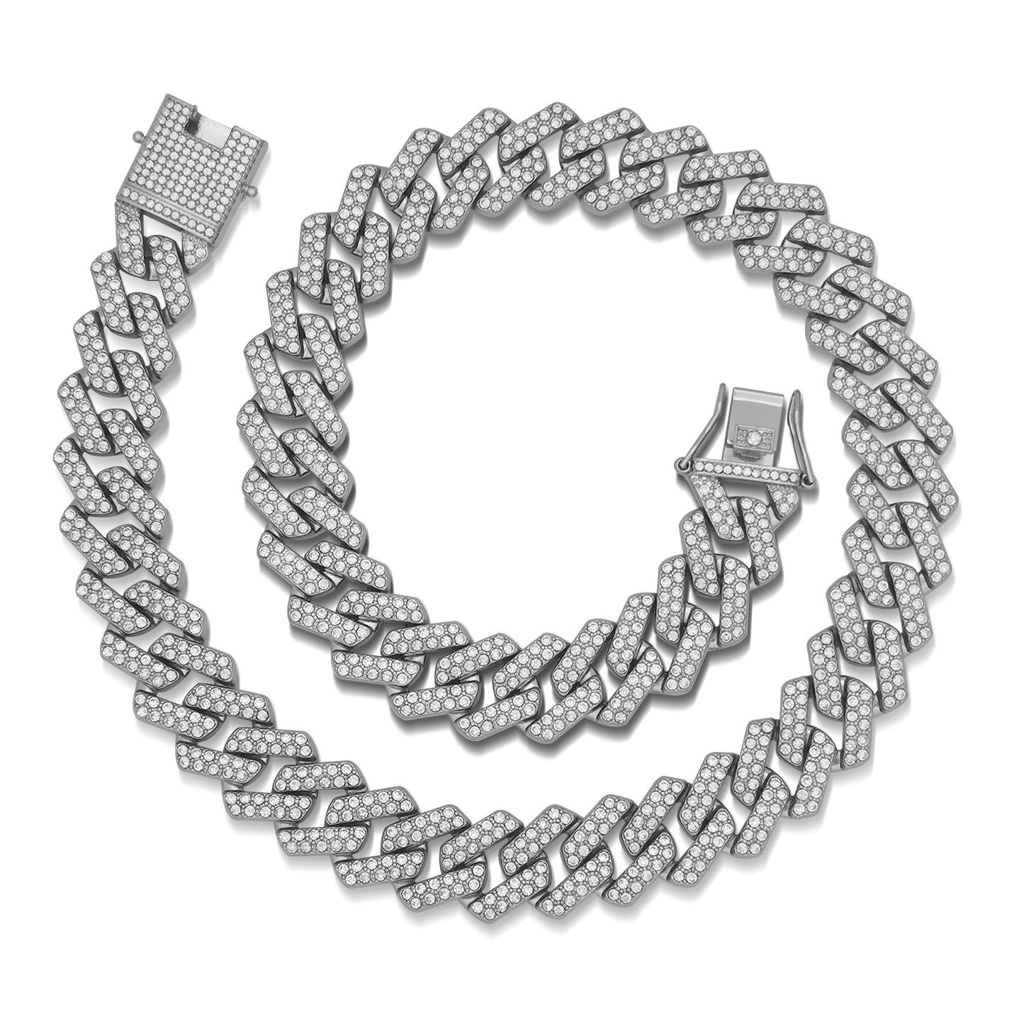 Cuban Link Chain for Men, ICEDATA Hip Hop Link 20MM Cuban Chain Zinc Alloy AAA+ Rhinestone Necklace
