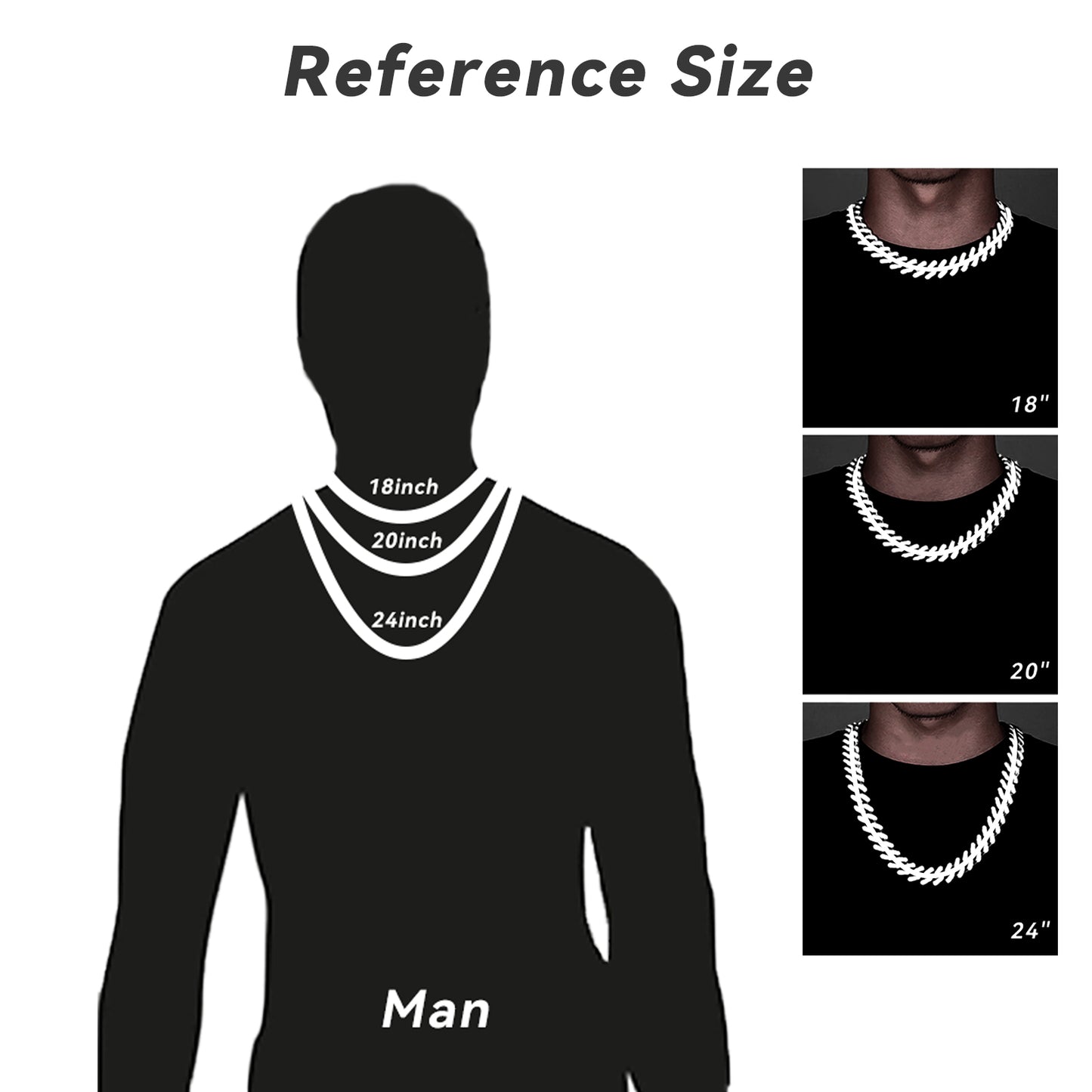 Cuban Link Chain for Men, ICEDATA Hip Hop Link 20MM Cuban Chain Zinc Alloy AAA+ Rhinestone Necklace