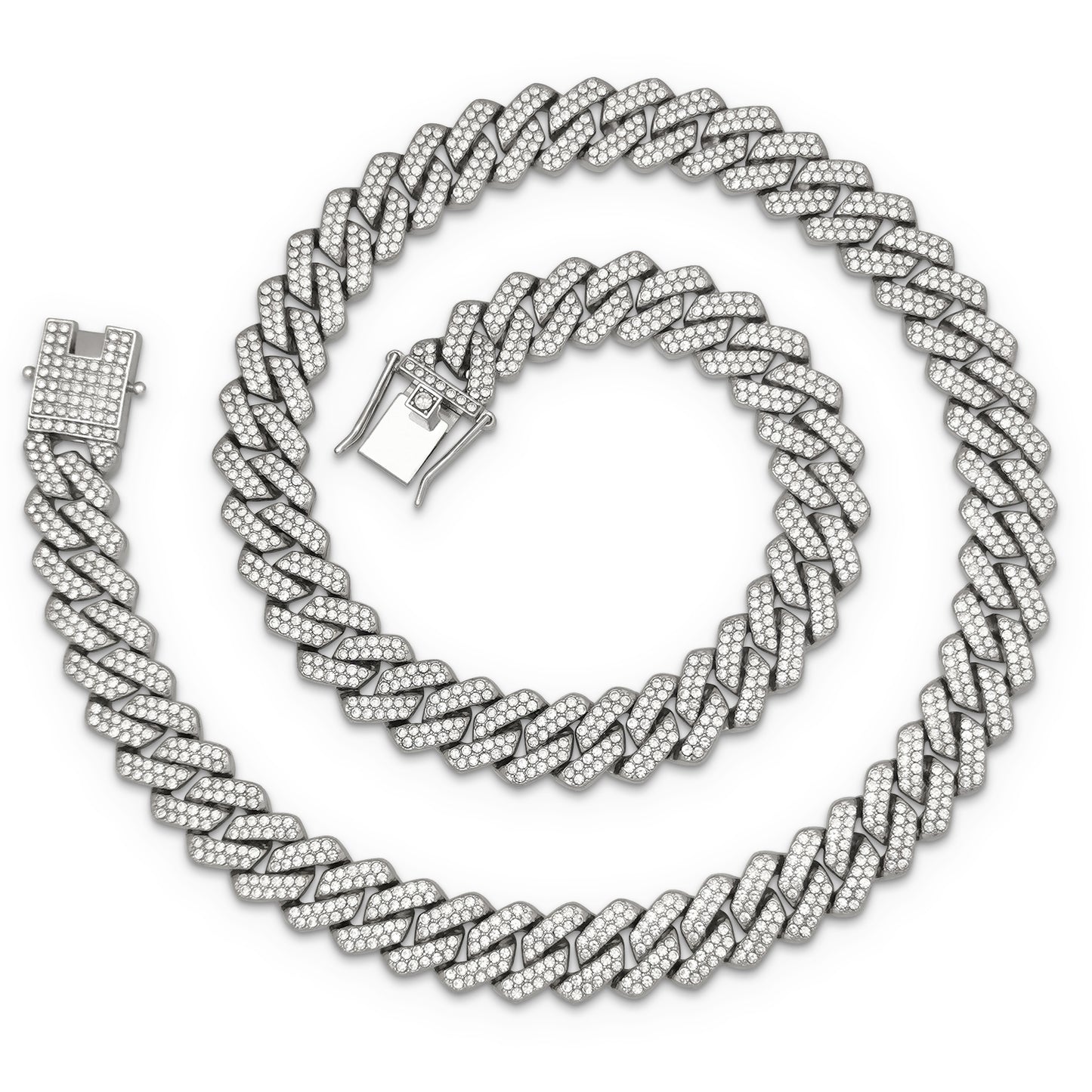 ICEDATA Mens Cuban Link Chain 13MM Width Cuban Chain Necklace AAA+ Rhinestones Zinc Alloy Hip Hop Chains for Men